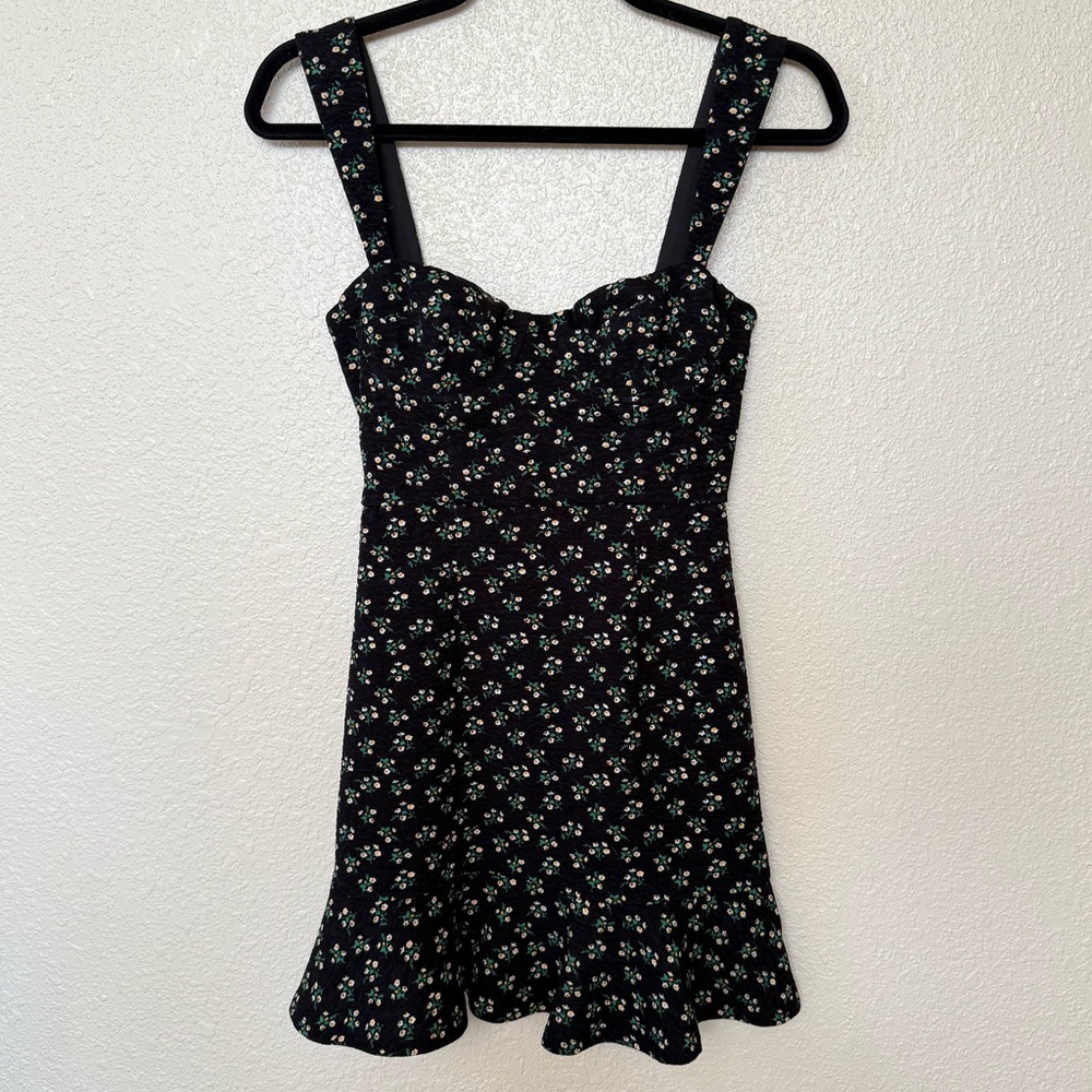 Anthro Hutch NWT Black & White Ditzy Floral Print Corset Mini Dress Size XXS
